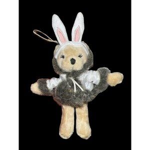 Bath & Body Works Mini Teddy Bear‎ Dresses As Bunny In Puffer Keychain/Ornament